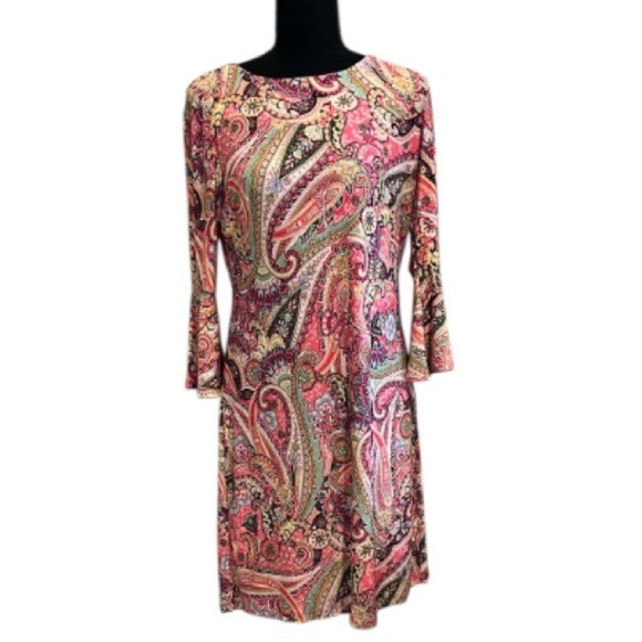 🆕 Tommy Hilfiger Paisley Bell Sleeve Dress Size 6 - Picture 1 of 11